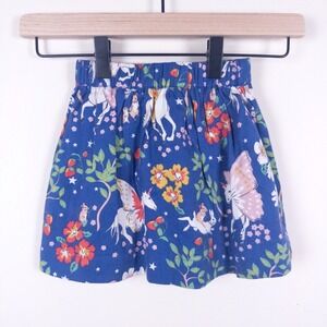 NEW Mini Boden Fantasy Unicorn Print Lined Flannel Skirt Blue Girls 2-3Y‎